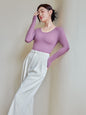 Women's round neck slim long sleeve modal knitted top