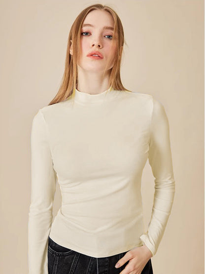 Women's turtleneck slim long sleeve modal knit top