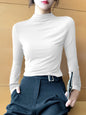 Women's turtleneck slim long sleeve modal knit top