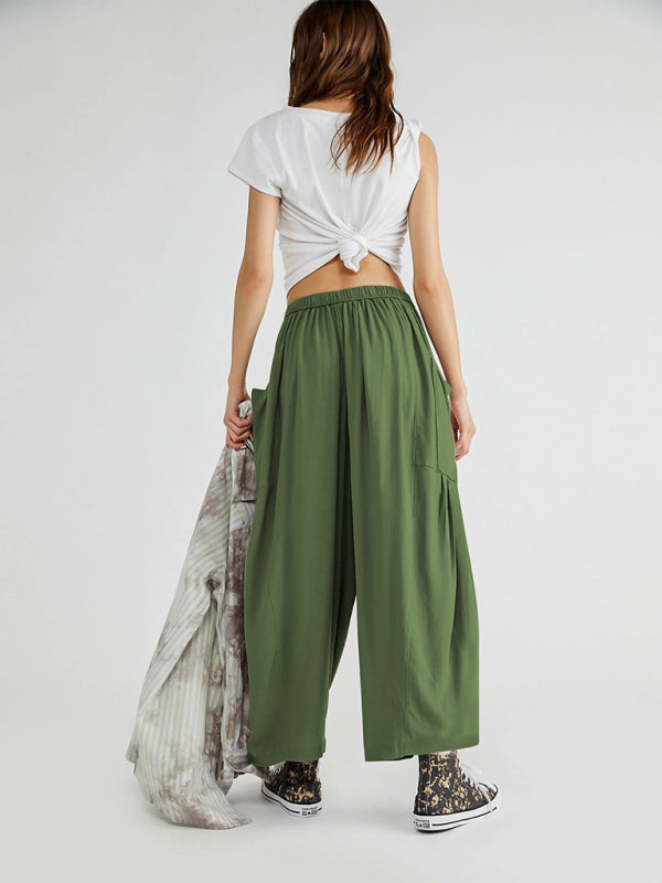 Women's casual loose large pocket trousers pants