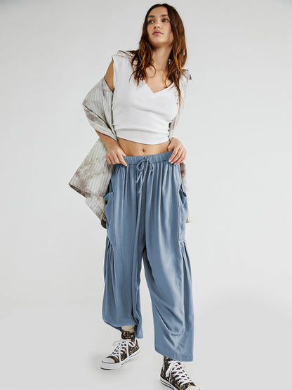 Women's casual loose large pocket trousers pants