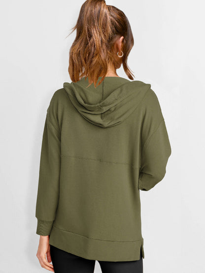 women's loose hooded sweatshirt knitted top