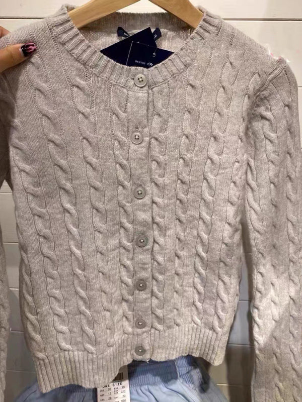 Women's retro twist single-breasted knitted cardigan