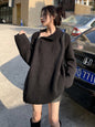 Women's turtleneck sweater with side zipper design