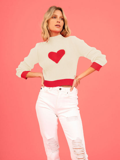 Women's Valentine Love Turtleneck Pullover Sweater