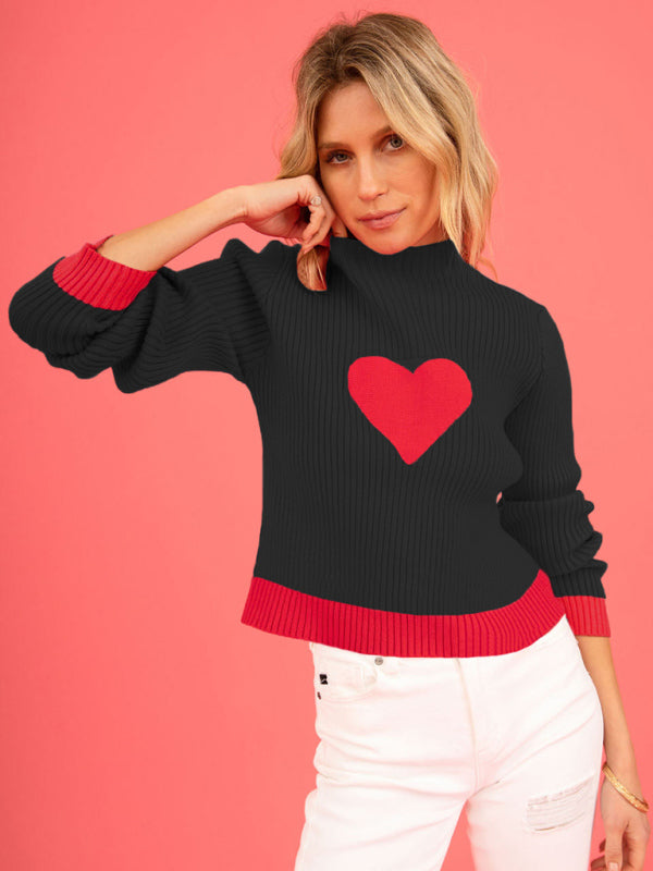 Women's Valentine Love Turtleneck Pullover Sweater