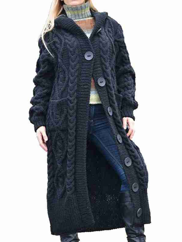 women's loose warm hooded cardigan sweater