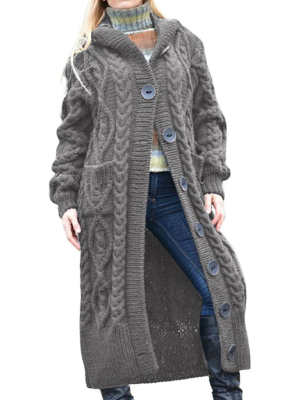 women's loose warm hooded cardigan sweater