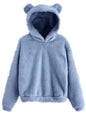 Fur bunny ear hooded warm sweatshirt