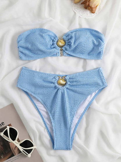 New women's sexy wave pattern split swimsuit bikini