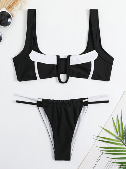 New Sexy Color Block U Bikini Swimsuit