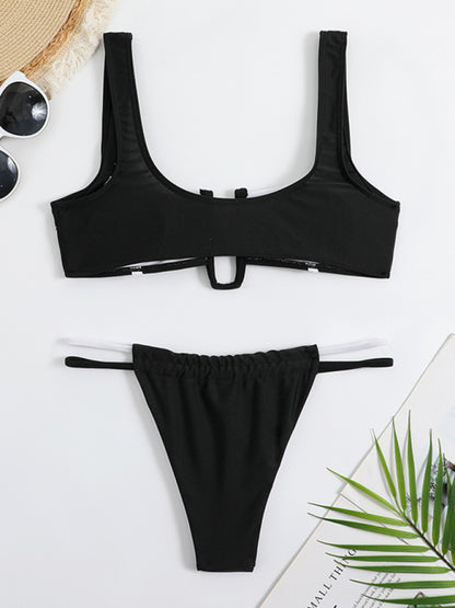 New Sexy Color Block U Bikini Swimsuit