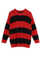 Women's loose off-shoulder casual striped sweater