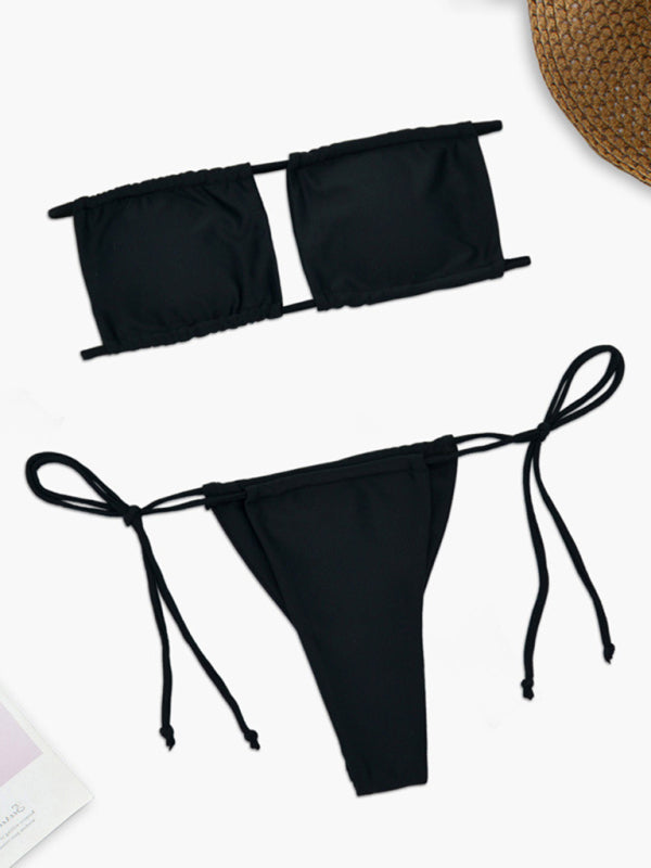 Women's one-piece swimsuit solid color sexy bikini set