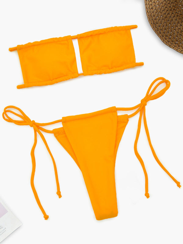 Women's one-piece swimsuit solid color sexy bikini set