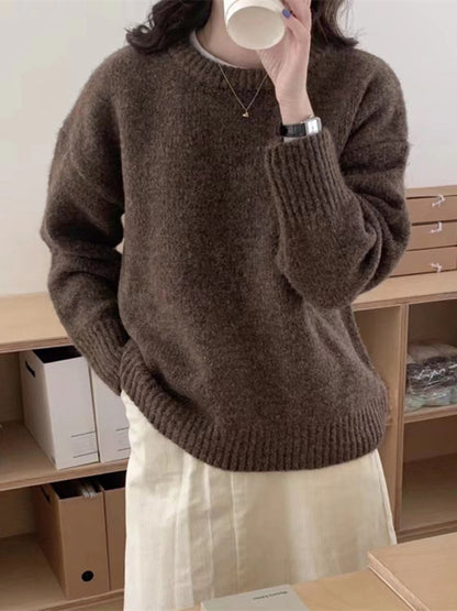 Women's round neck comfortable loose casual sweater