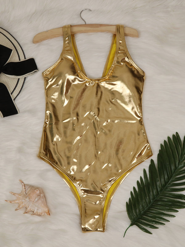 New reflective gold and silver one-piece swimsuits and split swimsuits