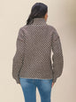 Women's casual plaid zipper knitted sweater cardiganRP0023567