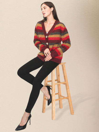 women's casual striped knitted sweater cardiganRP0023556