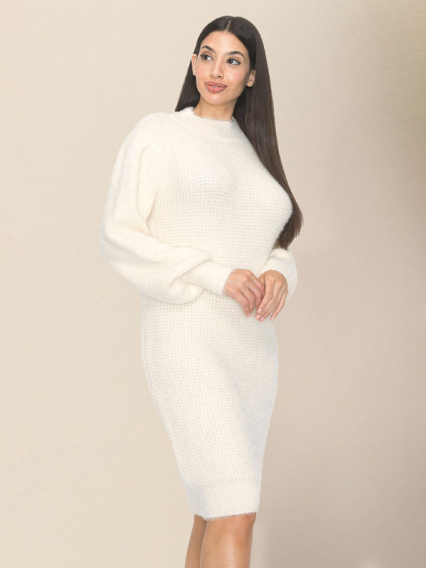 Women's casual slim round neck sweater dressRP0023575