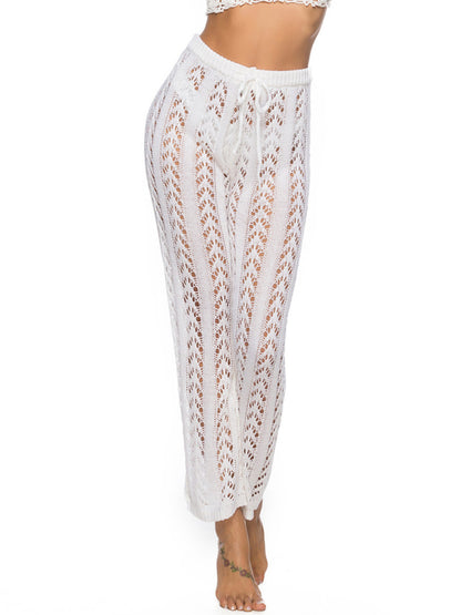Sexy hollow loose wide leg holiday style beach trousers
