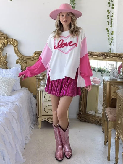 Valentine's Day Sweet Embroidered Long Sleeve Sweatshirt