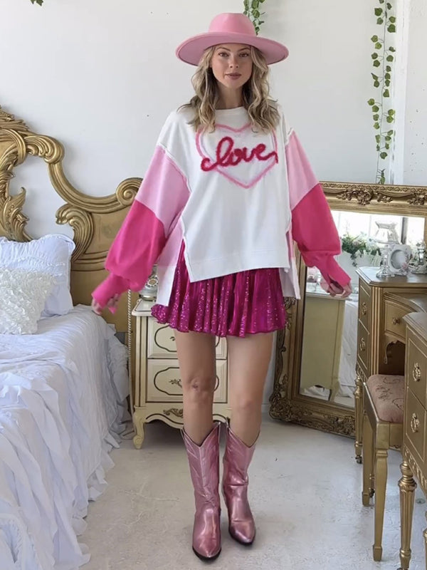 Valentine's Day Sweet Embroidered Long Sleeve Sweatshirt